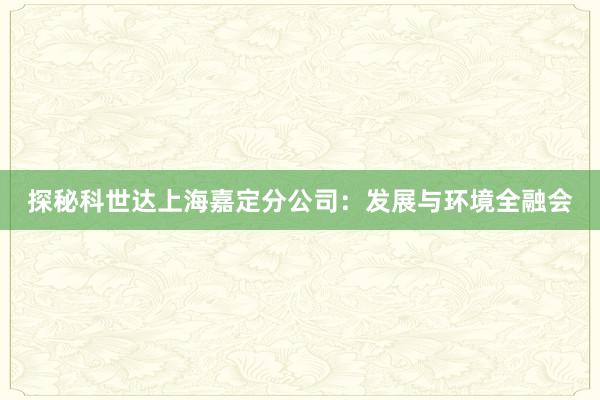 探秘科世达上海嘉定分公司：发展与环境全融会